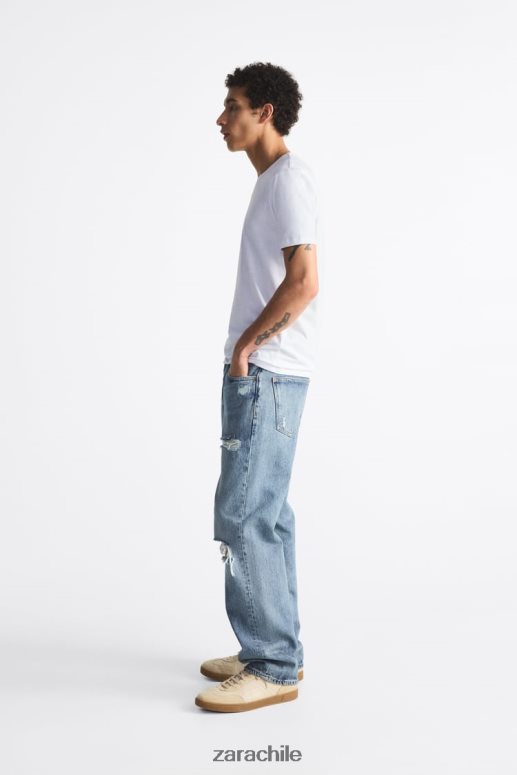 ropa cl Zara hombres camiseta básica ajustada blanco JJ06N41195