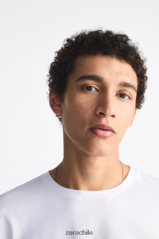 ropa cl Zara hombres camiseta básica ajustada blanco JJ06N41195
