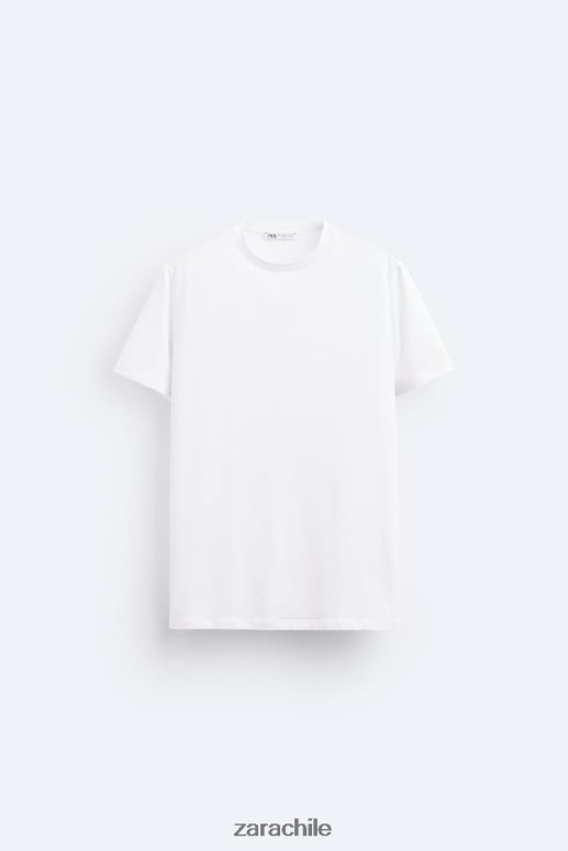 ropa cl Zara hombres camiseta básica ajustada blanco JJ06N41195