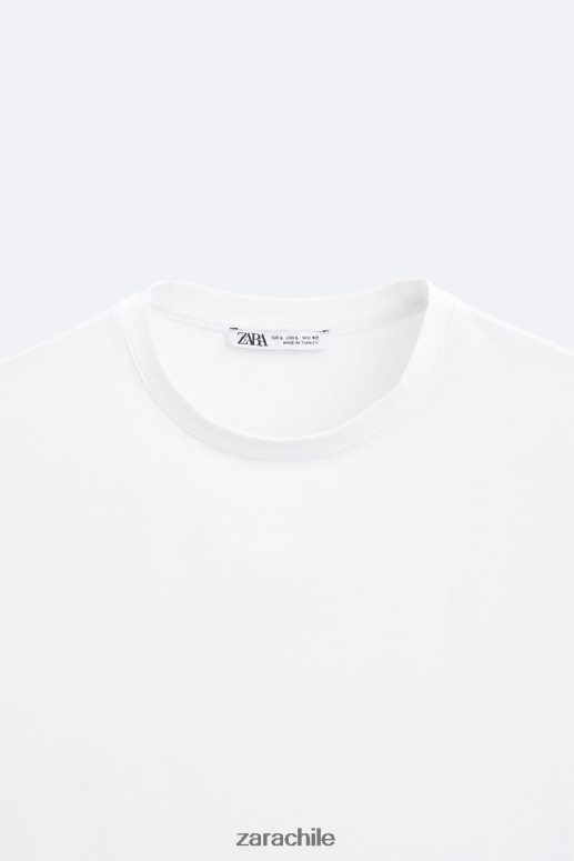 ropa cl Zara hombres camiseta básica ajustada blanco JJ06N41195