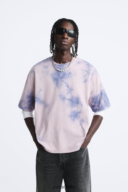 ropa cl Zara hombres camiseta con estampado tie-dye lila JJ06N41202