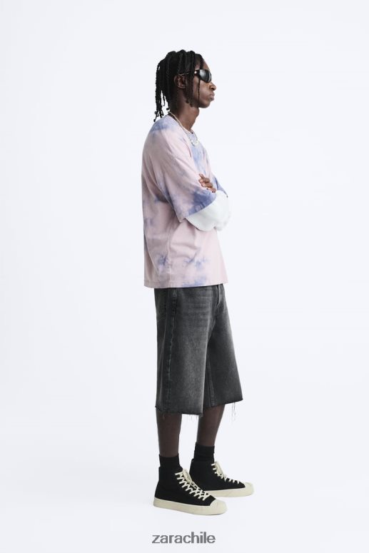 ropa cl Zara hombres camiseta con estampado tie-dye lila JJ06N41202