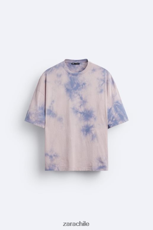 ropa cl Zara hombres camiseta con estampado tie-dye lila JJ06N41202