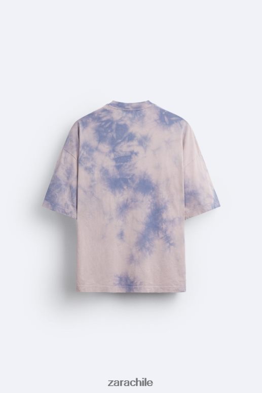 ropa cl Zara hombres camiseta con estampado tie-dye lila JJ06N41202