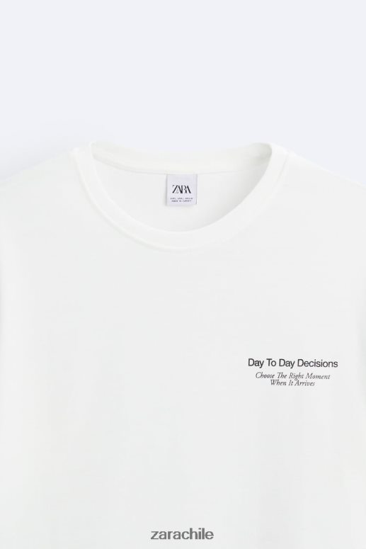 ropa cl Zara hombres camiseta con fotografía estampada ostra blanca JJ06N41192