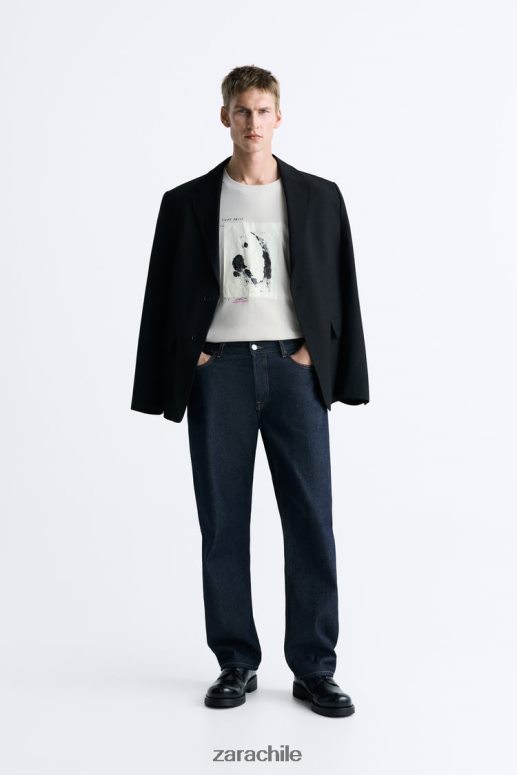 ropa cl Zara hombres camiseta con parches combinados marrón topo JJ06N41199