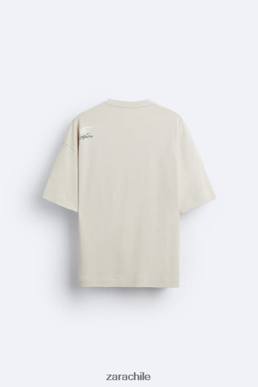 ropa cl Zara hombres camiseta con parches combinados marrón topo JJ06N41199