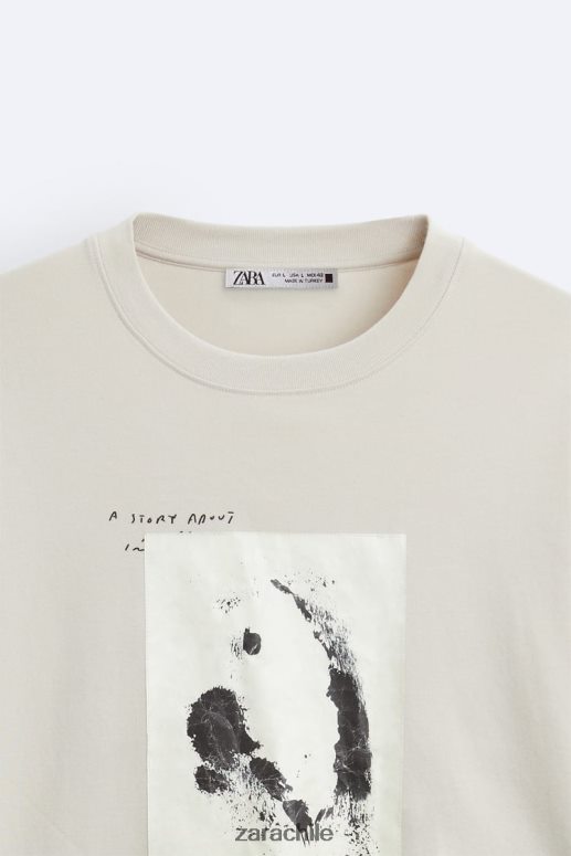 ropa cl Zara hombres camiseta con parches combinados marrón topo JJ06N41199