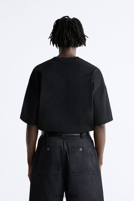 ropa cl Zara hombres camiseta técnica negro JJ06N41200