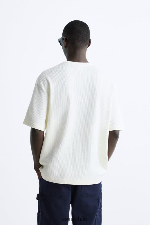ropa cl Zara hombres camiseta texturizada crudo JJ06N41212
