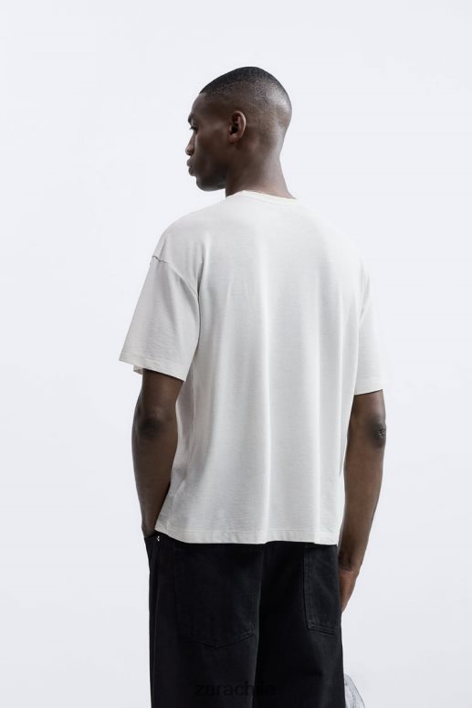 ropa cl Zara hombres camiseta texturizada gris perla JJ06N41209