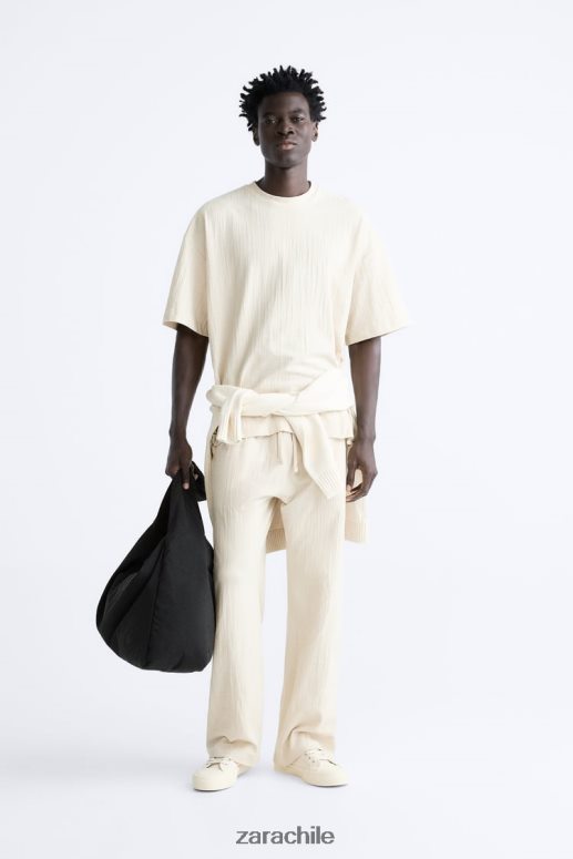 ropa cl Zara hombres camiseta texturizada marrón topo JJ06N41201