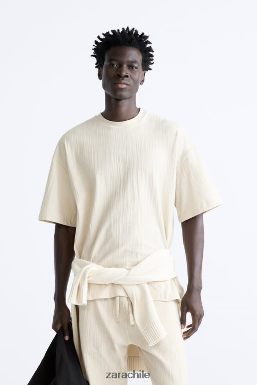 ropa cl Zara hombres camiseta texturizada marrón topo JJ06N41201