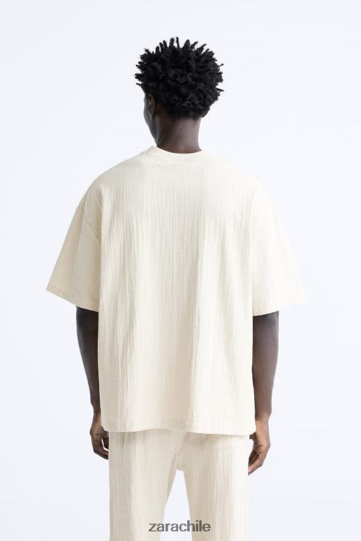 ropa cl Zara hombres camiseta texturizada marrón topo JJ06N41201