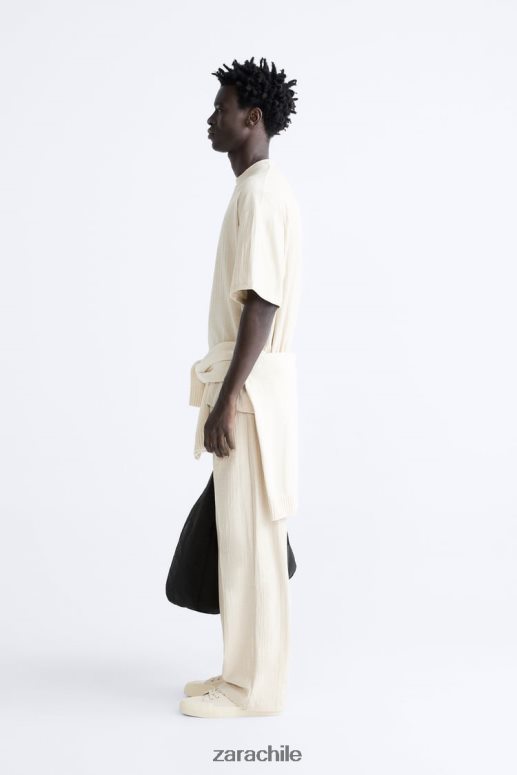 ropa cl Zara hombres camiseta texturizada marrón topo JJ06N41201