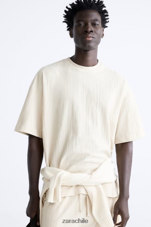 ropa cl Zara hombres camiseta texturizada marrón topo JJ06N41201