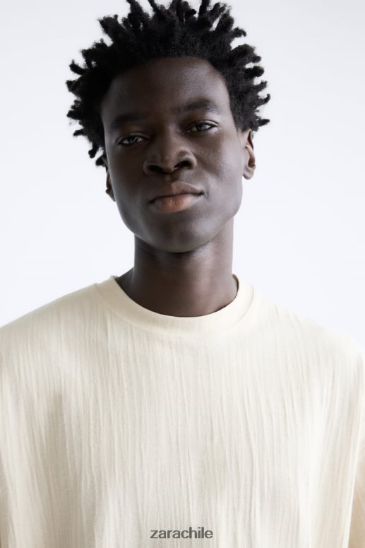 ropa cl Zara hombres camiseta texturizada marrón topo JJ06N41201