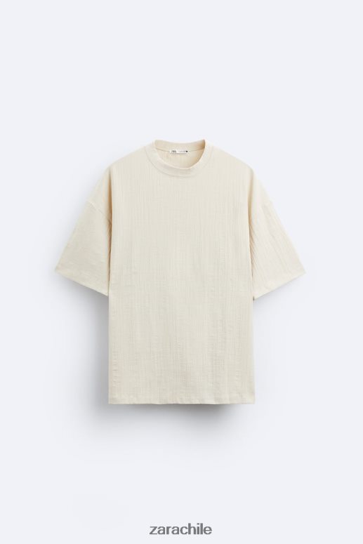 ropa cl Zara hombres camiseta texturizada marrón topo JJ06N41201