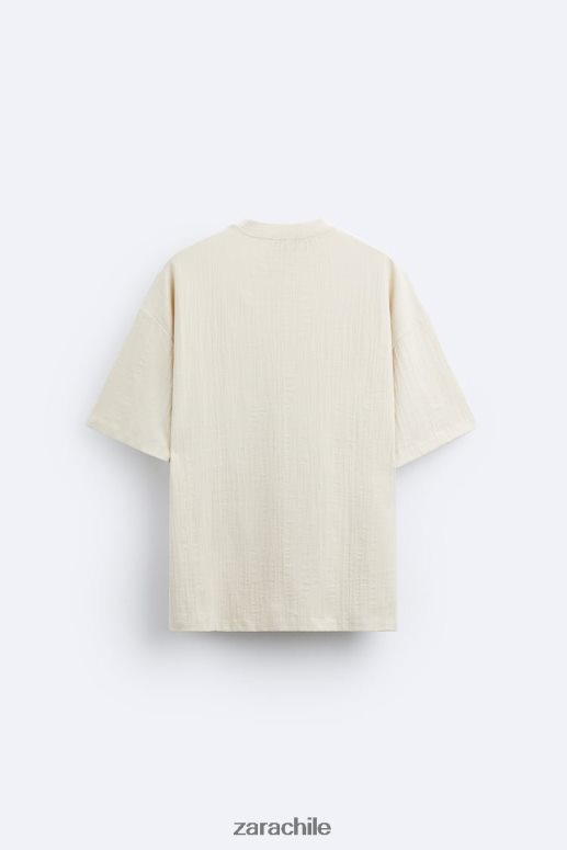 ropa cl Zara hombres camiseta texturizada marrón topo JJ06N41201