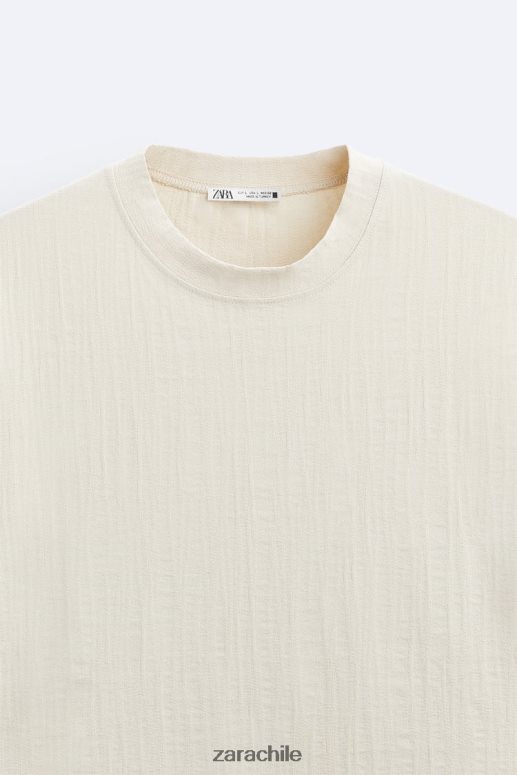 ropa cl Zara hombres camiseta texturizada marrón topo JJ06N41201