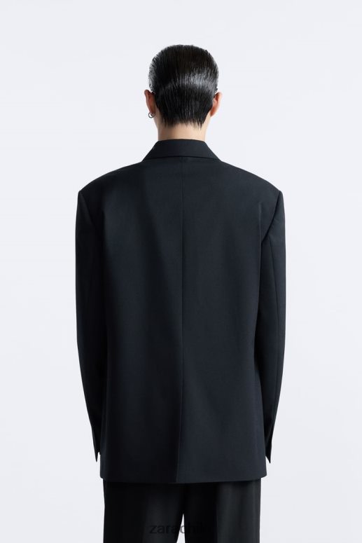 ropa cl Zara hombres Chaqueta traje 100% lana edición limitada negro JJ06N41147