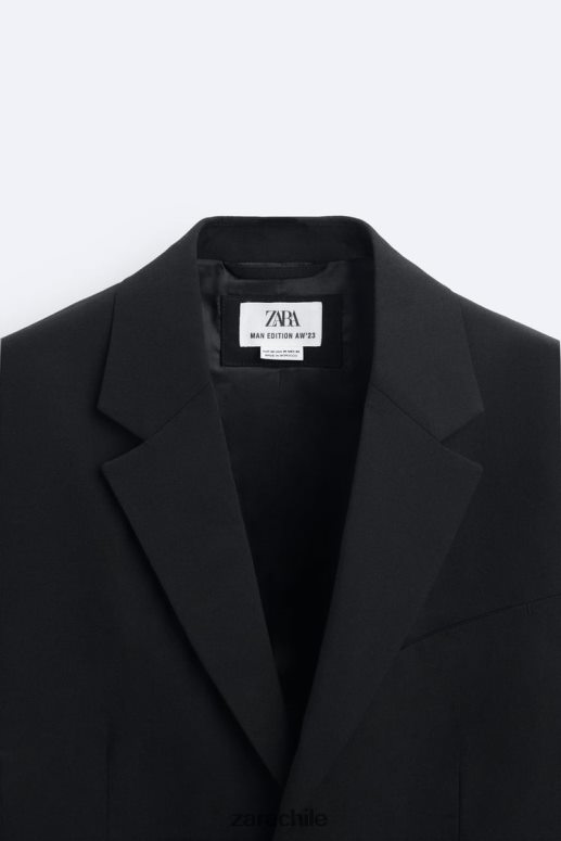 ropa cl Zara hombres Chaqueta traje 100% lana edición limitada negro JJ06N41147