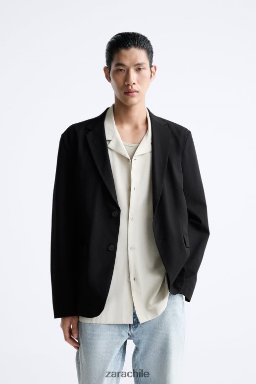 ropa cl Zara hombres blazer de sirsaca negro JJ06N41168