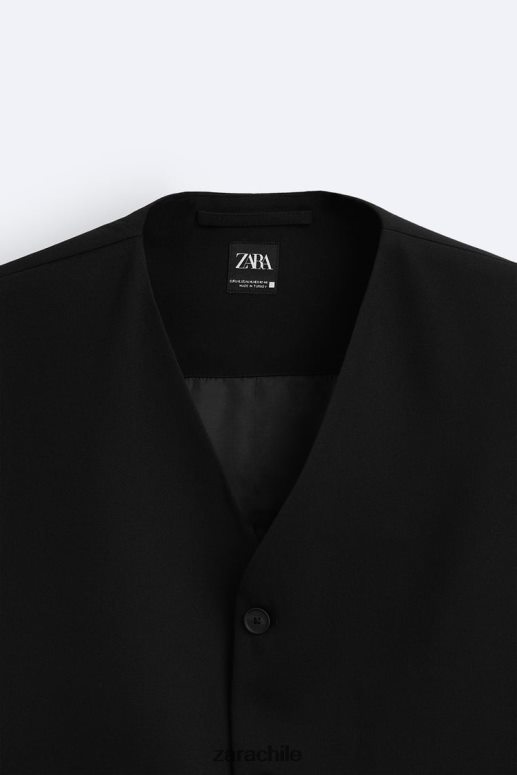 ropa cl Zara hombres chaleco abotonado negro JJ06N41167