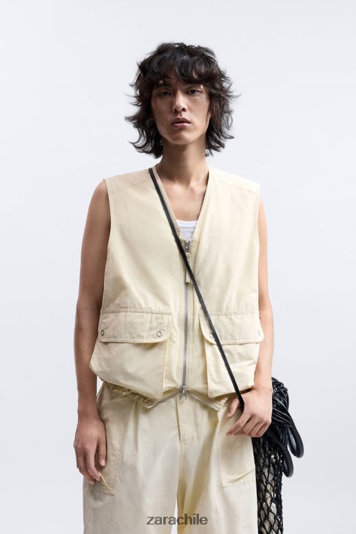 ropa cl Zara hombres chaleco acolchado edición limitada crudo JJ06N41124