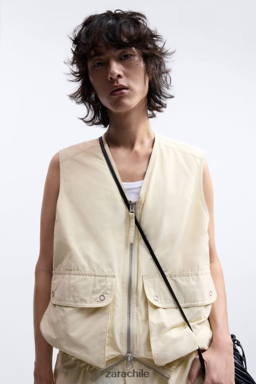 ropa cl Zara hombres chaleco acolchado edición limitada crudo JJ06N41124