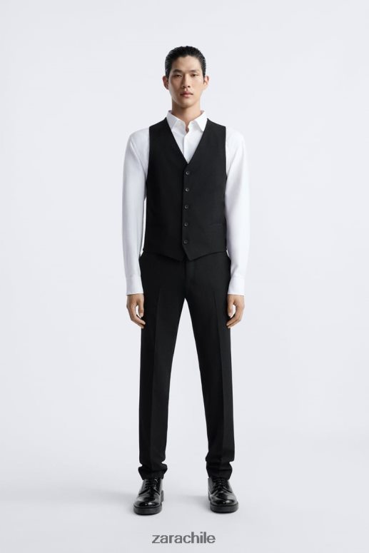 ropa cl Zara hombres chaleco delgado negro JJ06N41166