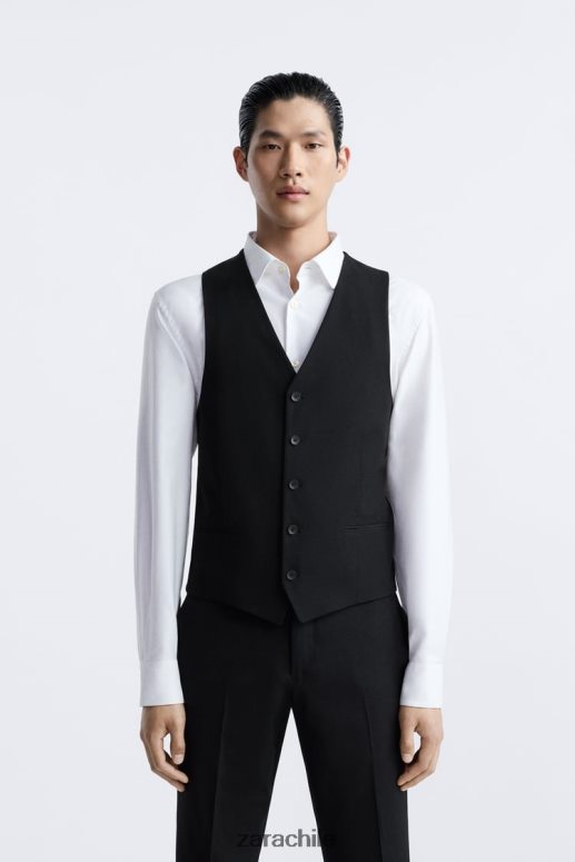 ropa cl Zara hombres chaleco delgado negro JJ06N41166