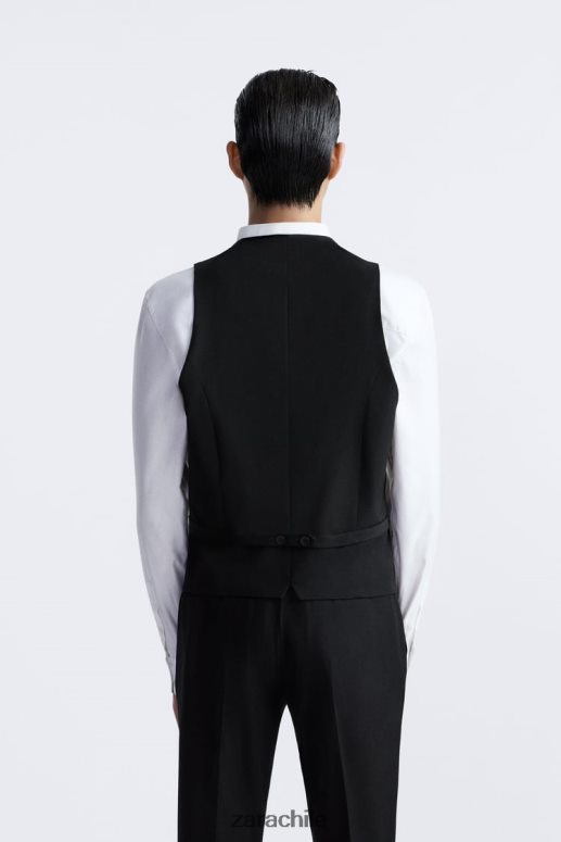 ropa cl Zara hombres chaleco delgado negro JJ06N41166