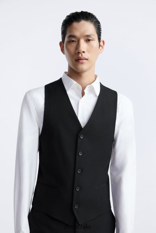 ropa cl Zara hombres chaleco delgado negro JJ06N41166