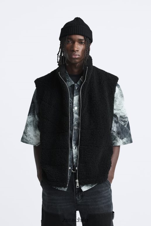 ropa cl Zara hombres chaleco polar negro JJ06N41111