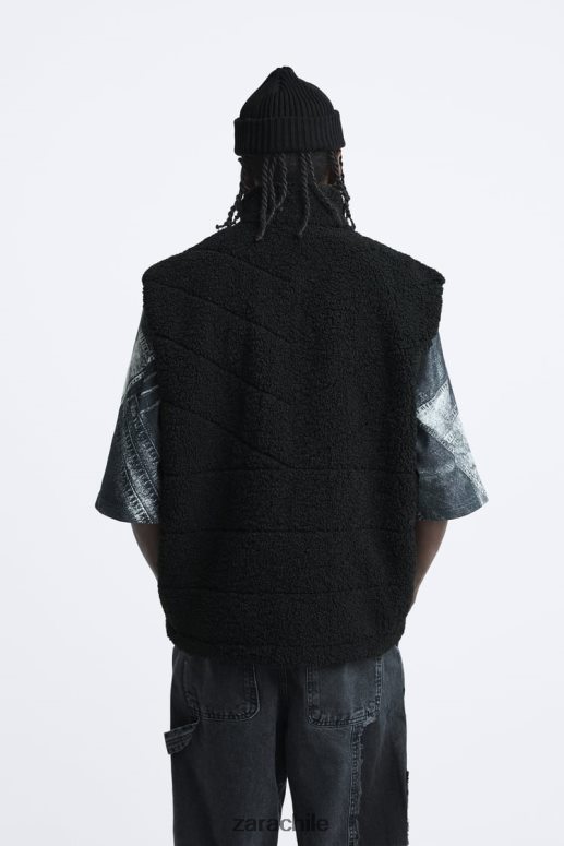 ropa cl Zara hombres chaleco polar negro JJ06N41111