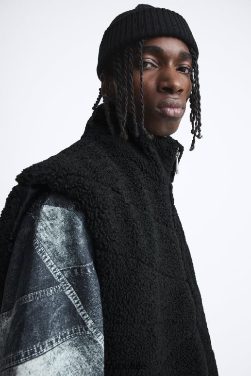 ropa cl Zara hombres chaleco polar negro JJ06N41111