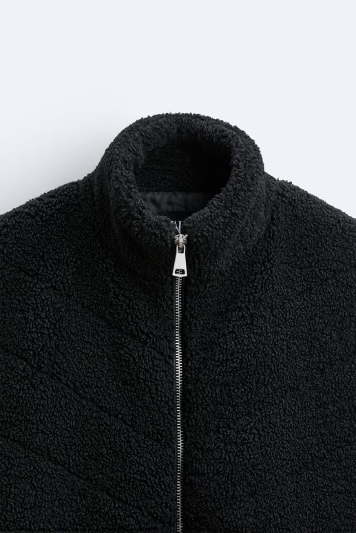 ropa cl Zara hombres chaleco polar negro JJ06N41111