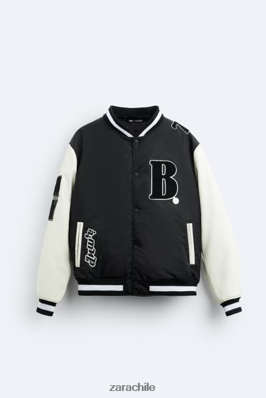 ropa cl Zara hombres chaqueta bomber con capucha negro JJ06N41133