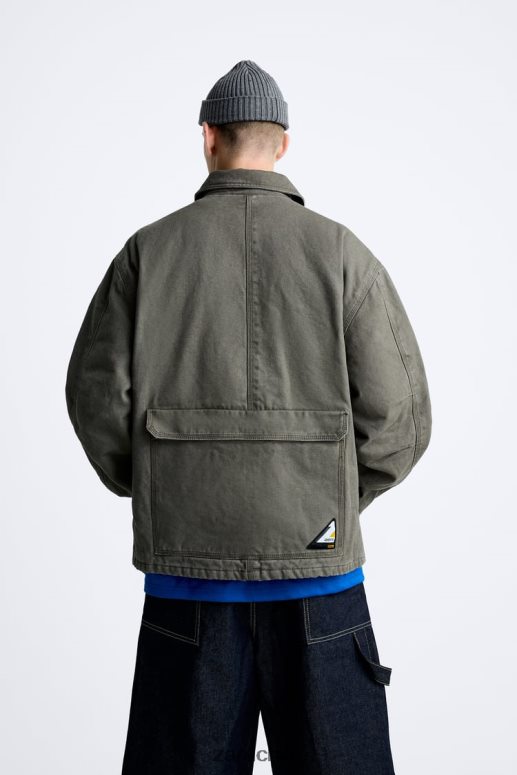 ropa cl Zara hombres chaqueta de bolsillo gris claro JJ06N41107