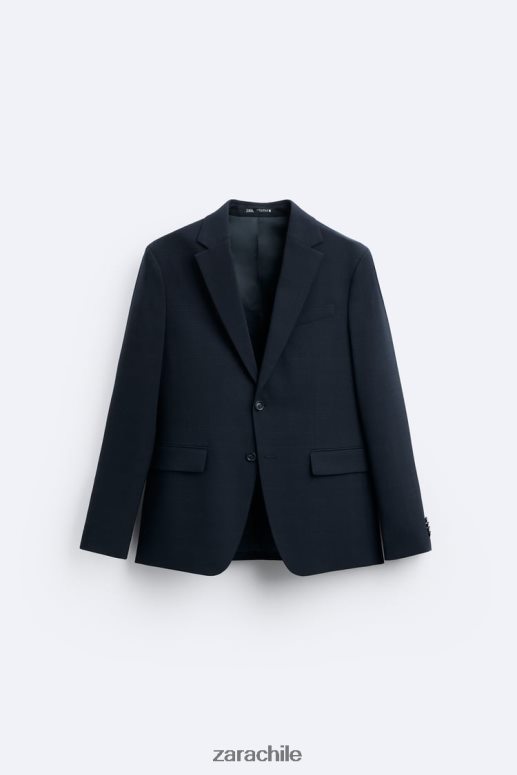 ropa cl Zara hombres chaqueta de traje a cuadros Azul marino JJ06N41163