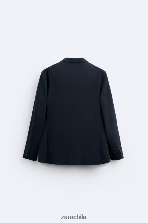 ropa cl Zara hombres chaqueta de traje a cuadros Azul marino JJ06N41163