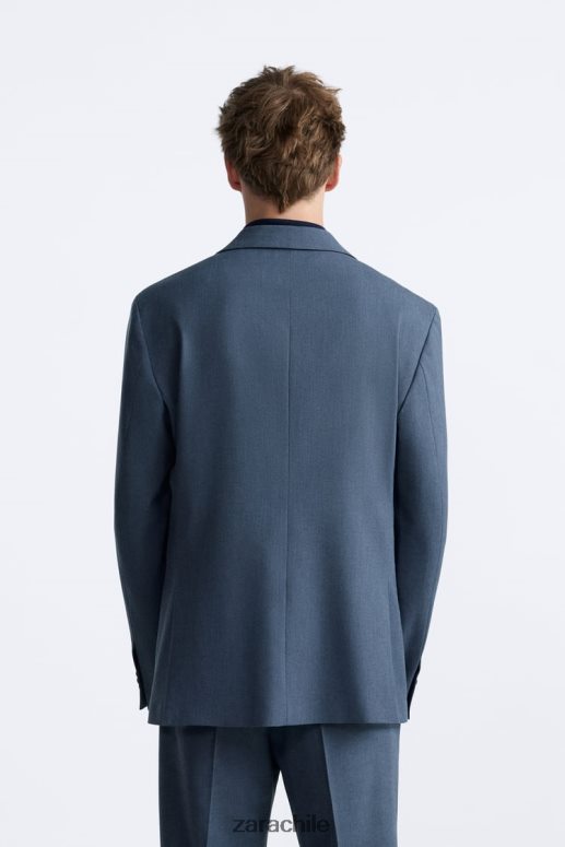 ropa cl Zara hombres chaqueta de traje acero azul JJ06N41145