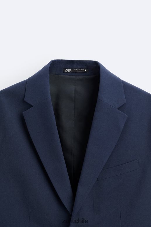 ropa cl Zara hombres chaqueta de traje ajustada azulado JJ06N41140