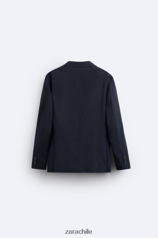 ropa cl Zara hombres chaqueta de traje texturizada Azul marino JJ06N41136