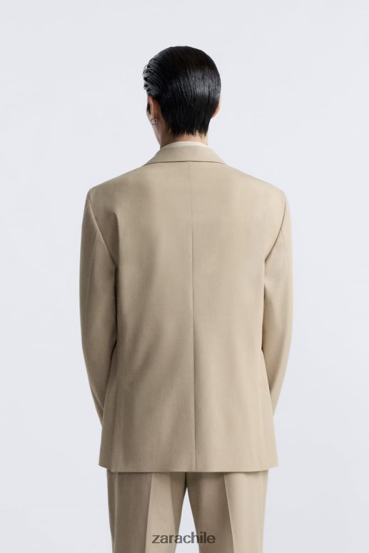 ropa cl Zara hombres chaqueta de traje texturizada bronceado suave JJ06N41141