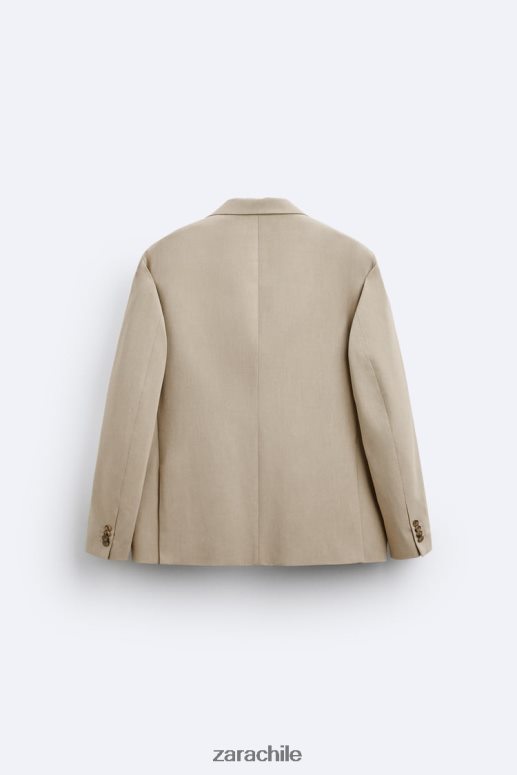 ropa cl Zara hombres chaqueta de traje texturizada bronceado suave JJ06N41141