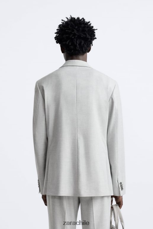 ropa cl Zara hombres chaqueta de traje texturizada gris JJ06N41142