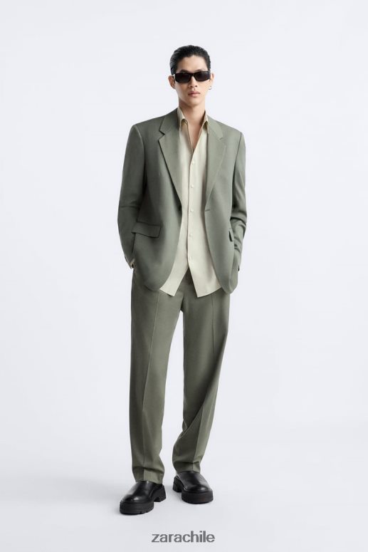 ropa cl Zara hombres chaqueta de traje verde JJ06N41146