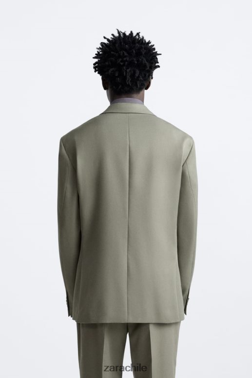 ropa cl Zara hombres chaqueta de traje verde medio JJ06N41143